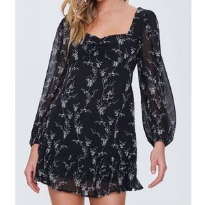 Chiffon Floral Print Mini Dress